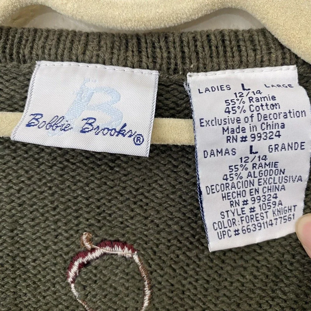 Bobbie Brooks Womens Size Large Fall Harvest Pumpkin Corn Print Vest Green - Picture 7 of 8